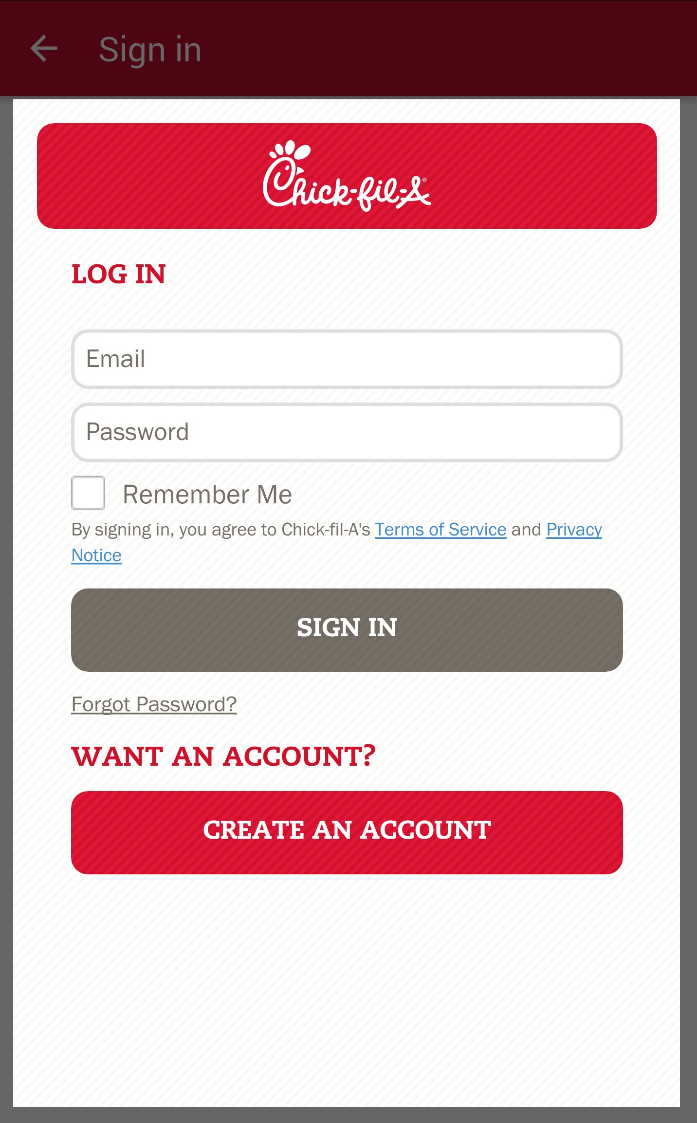 Chick-Fil-A Account